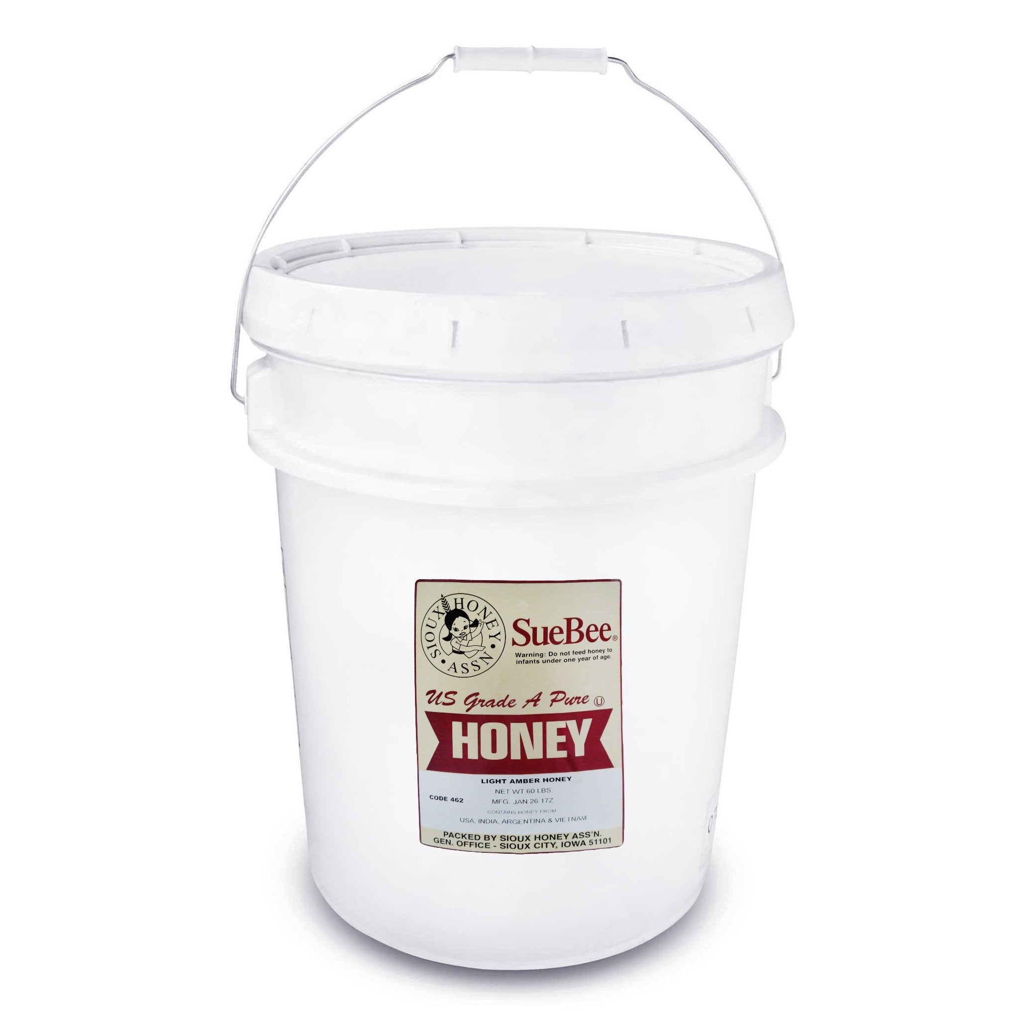 60 lb White Plastic Pail with Lid - Each